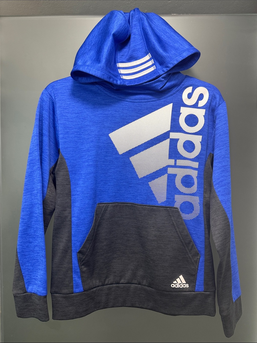 adidas Blue and Gray Kids Hoodie Sweatshirt